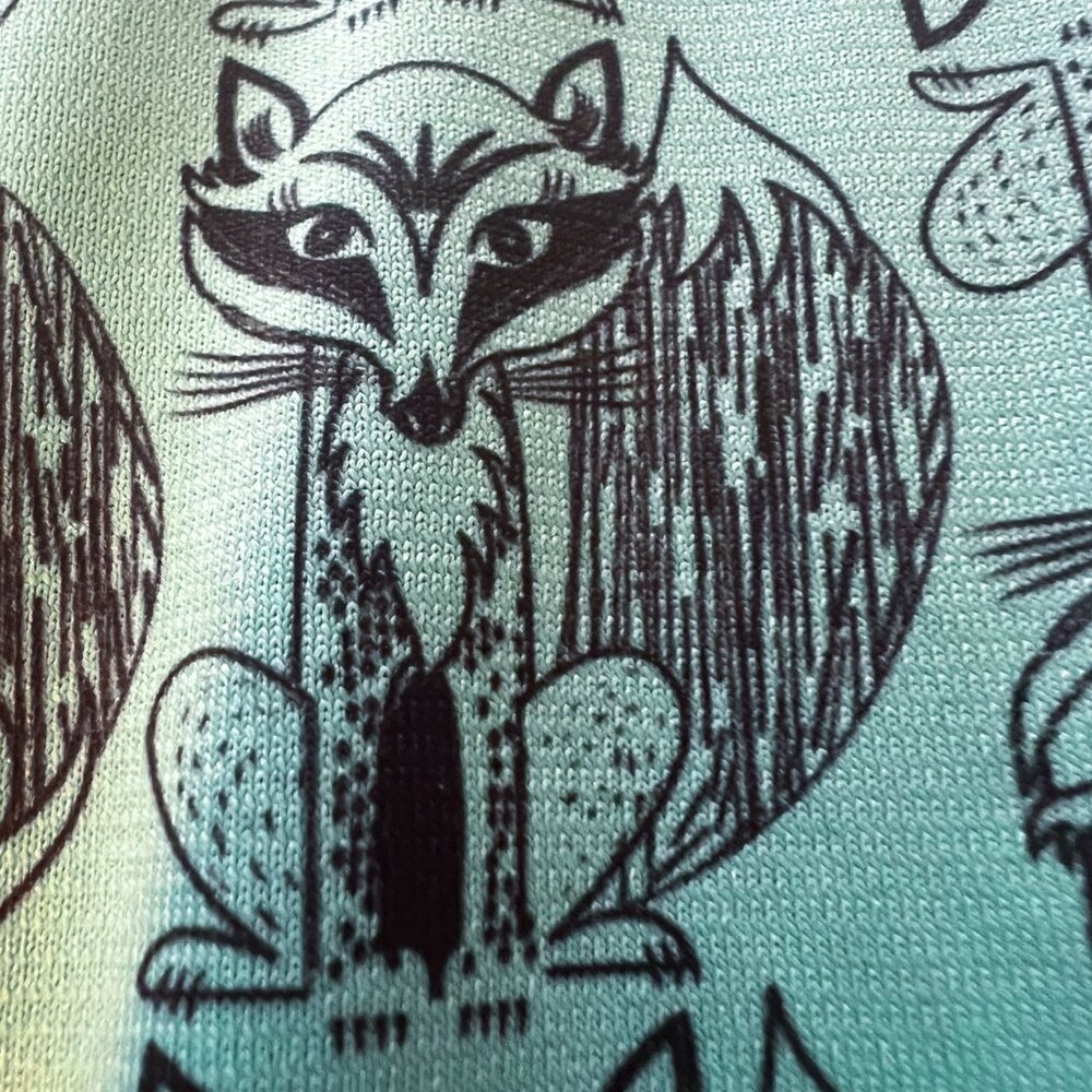 North Face Women's Base Layer Fox Print Long Sleeve Snap Button Teal Shirt XS - Picture 3 of 7